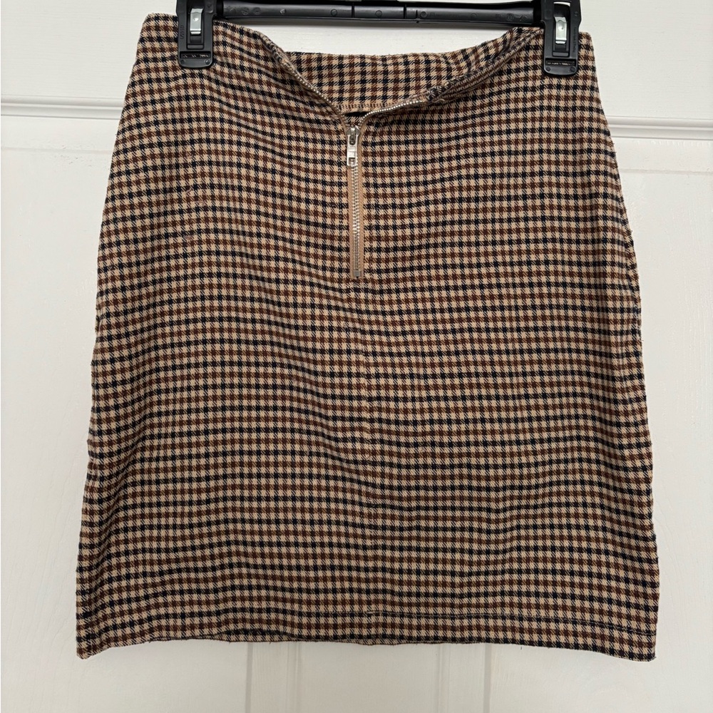 Parisian Works Brown Tan Mini A-Line Skirt